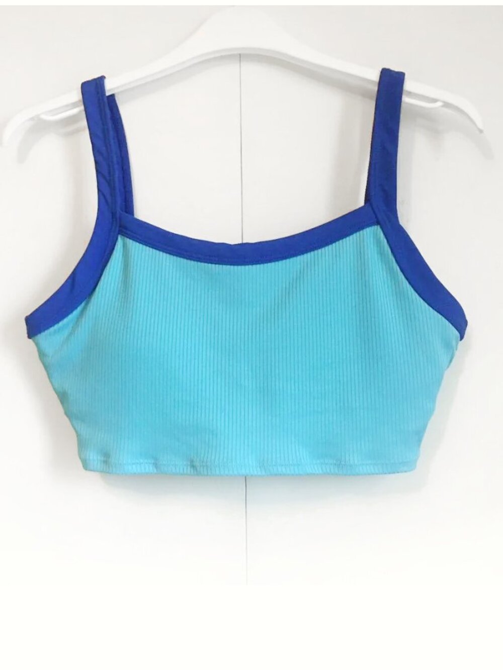 Refuge Two Tone Blue Vital Seamless Ribbed Sports Bra Size Medium Indigo